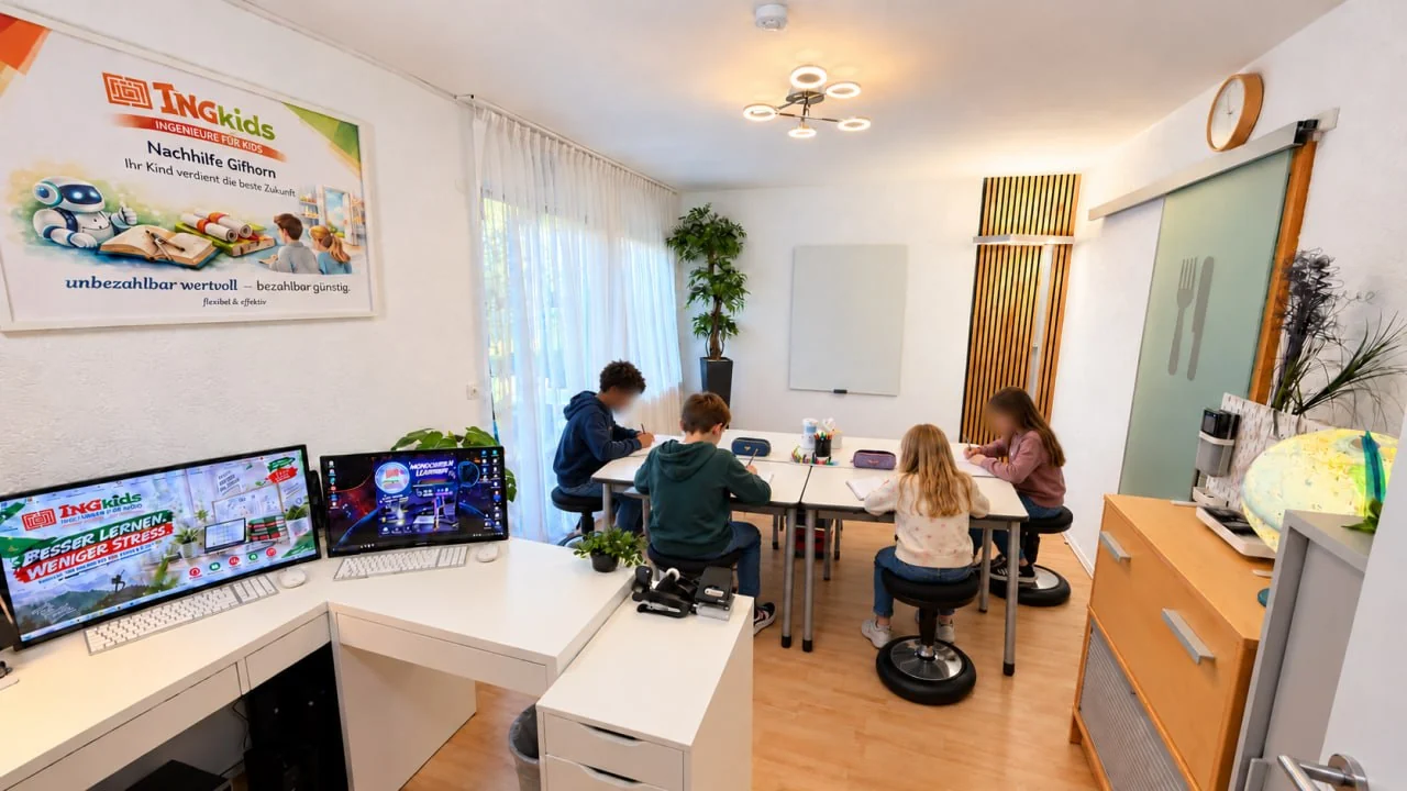 Kinder lernen im hellen Lernraum von INGkids in Gifhorn